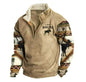 Spring And Autumn Men's Long Sleeves Half Zipper Printed Casual Fashion Jacket Coat