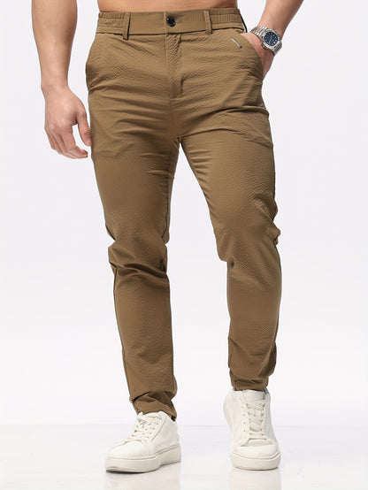 Men's Solid Classic Lightweight Slim Fit Pants Casual
