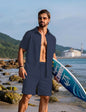 Knitwear Sports Casual Short Sleeve And Shorts Suit