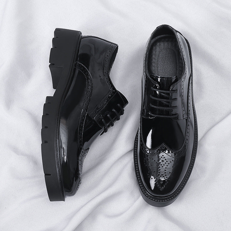 Casual Leather Shoes Men's British Style Carving Brogue