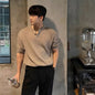 Short Sleeve Men's Vertical Stripes Ice Silk Breathable Slim Fit