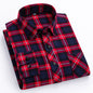 Men's Cotton Long Sleeve Brushed Plaid Leisure Work Daily Shirt