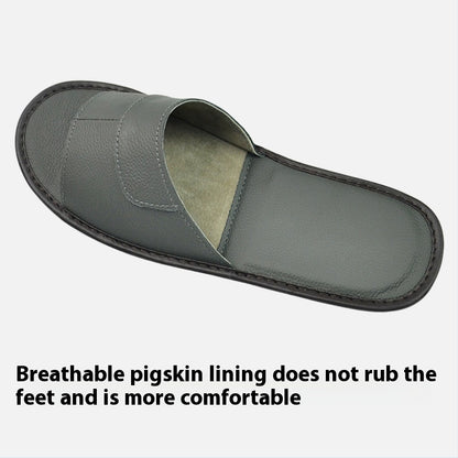 Home Indoor Non-slip Soft Bottom Top Layer Cowhide Sandals