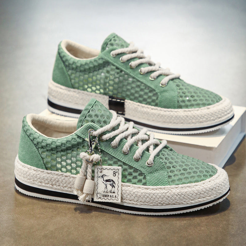 New Large Hole Mesh Summer Breathable Lightweight And Thin Type Mesh Surface Mesh Shoes Men