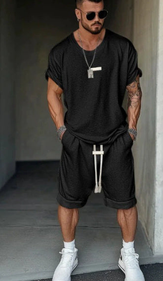 Men's European And American Fashion T-shirt Shorts Letter Printing Suit
