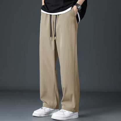 Ice Silk Men's Summer Thin High Street Drooping Straight Wide Leg Pants