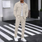 Autumn New Waffle Long-sleeved Trousers Two-piece Set Cardigan Shirt Suit