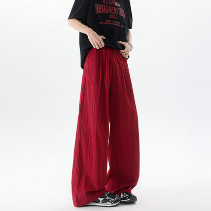 Basamine Ice Silk Drooping Curtain Lazy Men's Summer Mopping Wide-leg Casual Pants