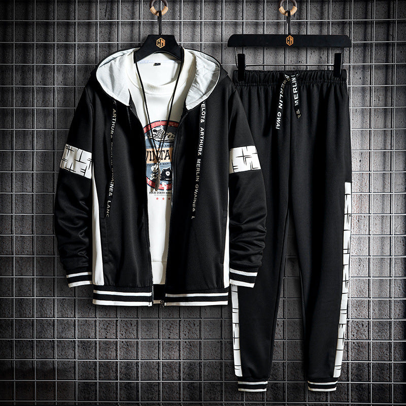 Men's Fashion Personality Hooded Casual Suit
