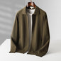 Pure Wool Cardigan Men's Knitted Turn-down Collar Coat