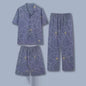 Three-piece Pajamas Men's Summer Pure Cotton Short Sleeve Trousers Suit
