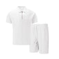 Solid Color Polo Collar T-shirt Shorts Casual Suit