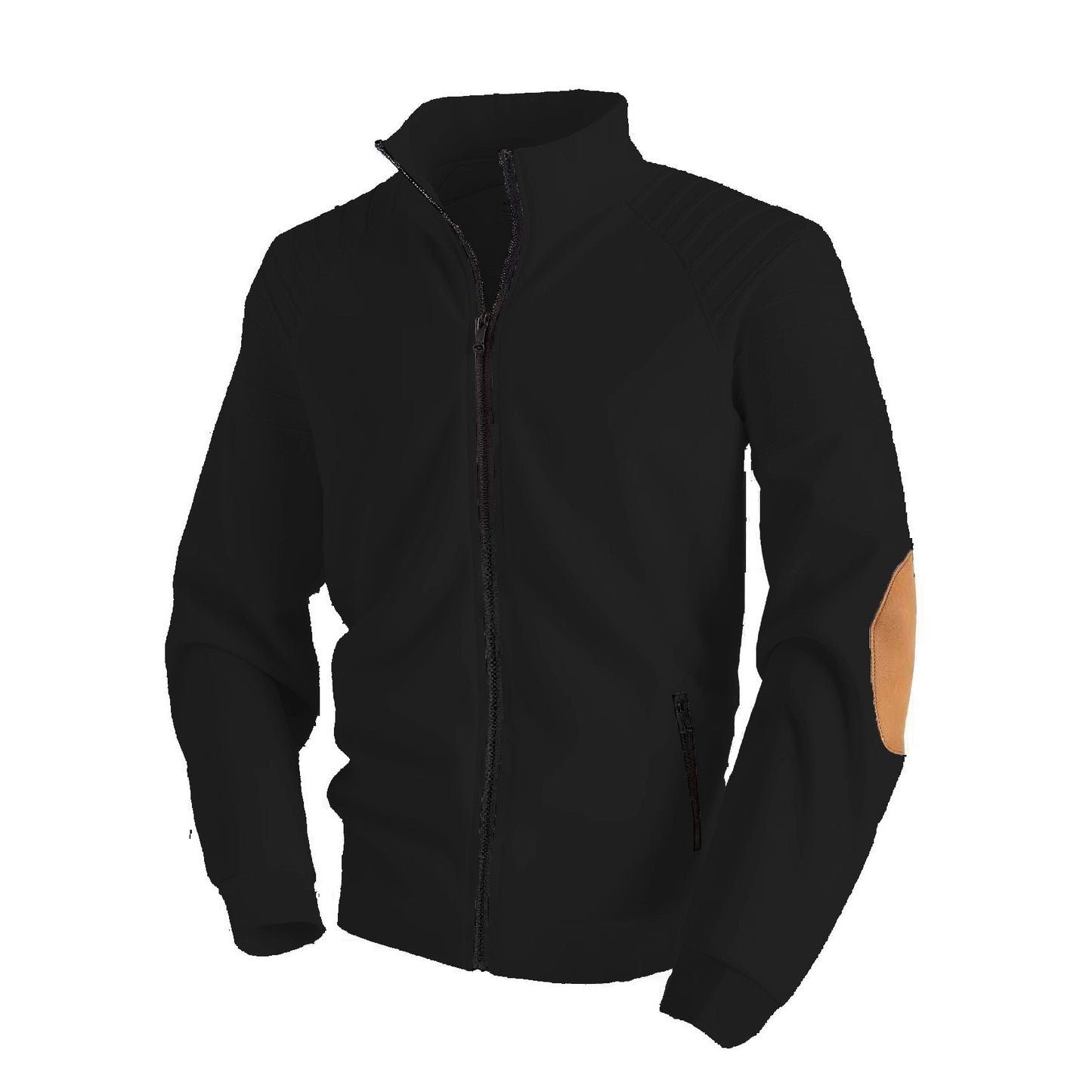 Patchwork Pleated Design Stand Collar Cardigan Zipper Men's Jacket Sweater