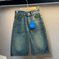 American Retro Washed Loose Design Fifth Pants Men