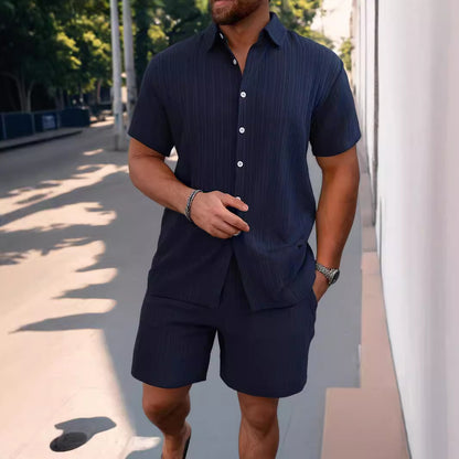 Shirt Casual Loose Short Sleeves Trousers Beach Suit