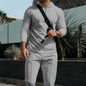 Waffle European And American Hooded Solid Color Long Sleeve Trousers Suit