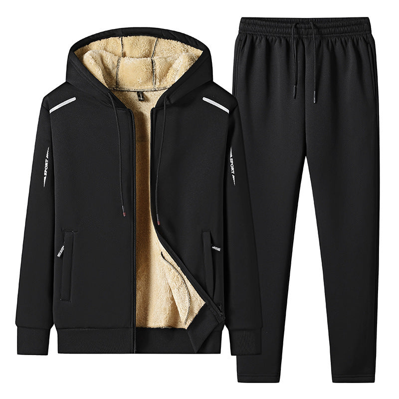 Men's Fashion Big Size Hooded Sweater Two-piece Set