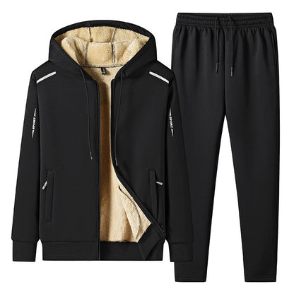 Men's Fashion Big Size Hooded Sweater Two-piece Set