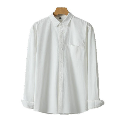 Casual Solid Color Men's Purified Cotton Long Sleeve Shirt