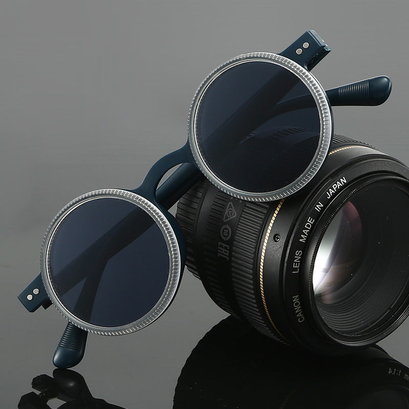Adjustable Zoom Round Frame Polarized Sunglasses For Men