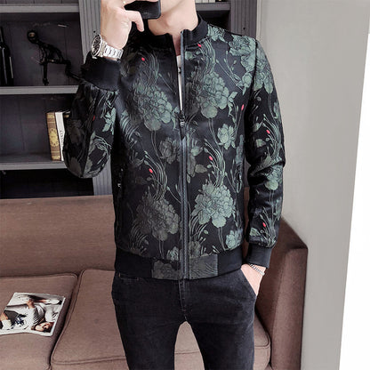 Personality Pattern Stand Collar Jacket For Men
