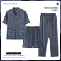 Three-piece Pajamas Men's Summer Pure Cotton Short Sleeve Trousers Suit