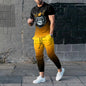 Short-sleeved Men's Cotton-like Fashionable Printed Thin Round Neck Pullover Men's Suit