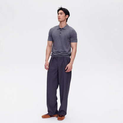 Men's Simple Summer American Casual Polo Collar Knitted Short-sleeved Bottoming Shirt