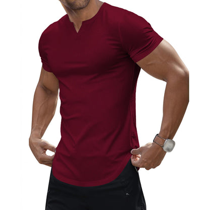 Fashion Men's Sunken Stripe Casual T-shirt Top