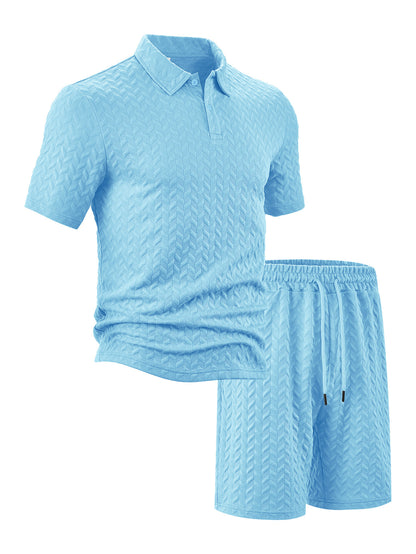 Summer Lapels Casual Short Sleeve Men's Shirt Suit