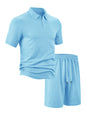 Summer Lapels Casual Short Sleeve Men's Shirt Suit