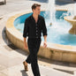 Linen Men's Casual Loose Breathable Long Sleeve Trousers Suit