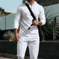 Waffle European And American Hooded Solid Color Long Sleeve Trousers Suit