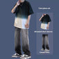 Gradient Short-sleeved Men's Summer Suit Jeans Ruoshuai Two-piece Set