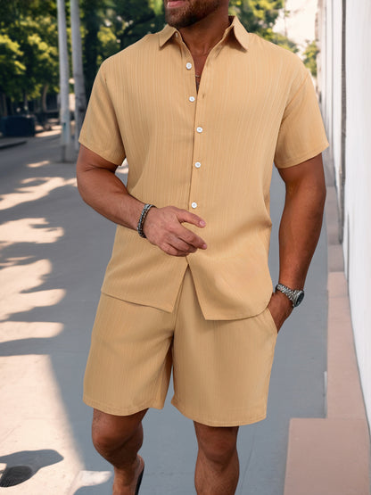 Shirt Casual Loose Short Sleeves Trousers Beach Suit