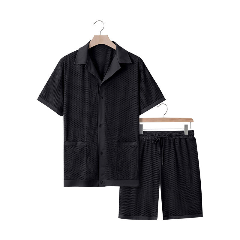 Design Beach Hawaii See-through Dress Short Sleeve Cardigan Shorts Suit