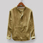 Fashion Solid Color Cotton And Linen Men's Shirt