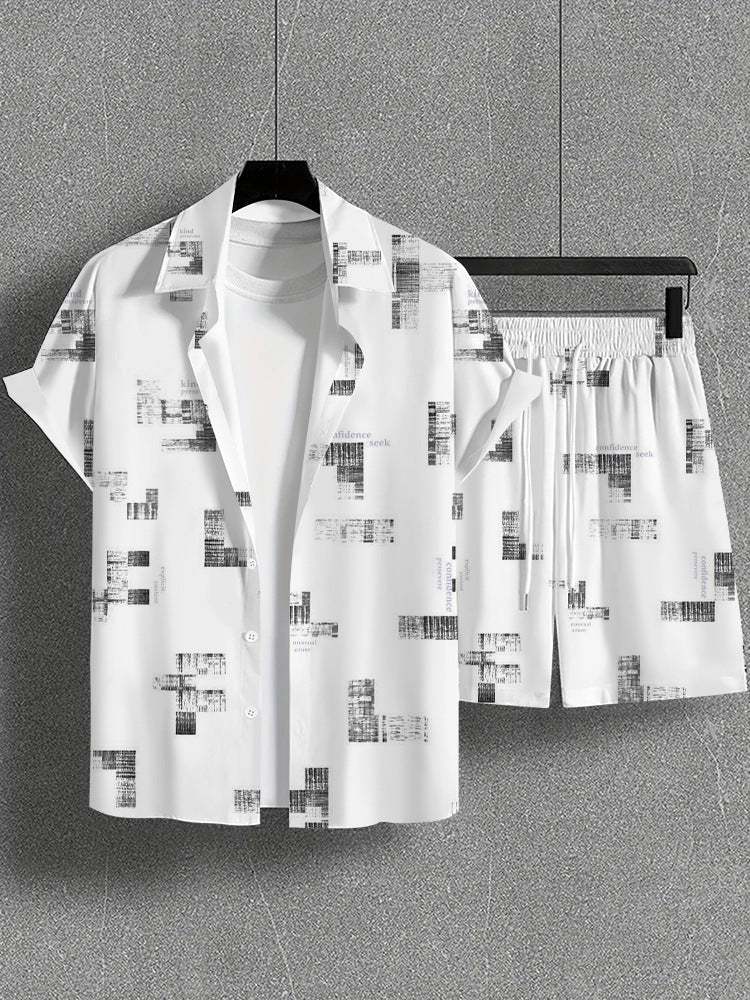 Trendy Wild Printed Men's Simplicity Short Sleeve Shirt Outfit