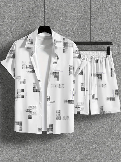 Trendy Wild Printed Men's Simplicity Short Sleeve Shirt Outfit