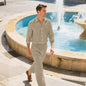 Linen Men's Casual Loose Breathable Long Sleeve Trousers Suit