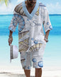 Men's Casual Jacquard Loose-fitting Short-sleeved Shorts Two-piece Set