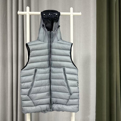 Badge Lens Loose Sleeveless Hooded Warm Cotton Coat Jacket Vest