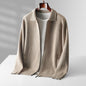 Pure Wool Cardigan Men's Knitted Turn-down Collar Coat