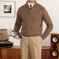 Men's Stand Collar Zippered Wool Sweater
