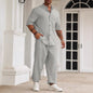 Men's Commuter Cotton And Linen Casual Button Short-sleeved Trousers