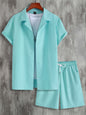 Short Sleeve Cuban Collar Men's Sport Suit