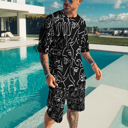 Men's Playing Card Summer Short Sleeve T-Shirt Set