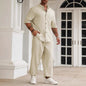 Men's Commuter Cotton And Linen Casual Button Short-sleeved Trousers
