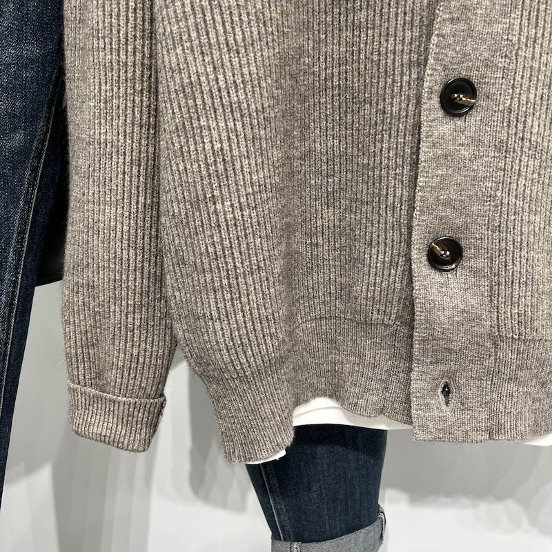 Stand Collar Cardigan Sweater Men Loose Casual Jacket