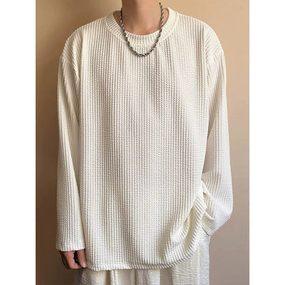 Fashion Men's Black Round Neck Loose Sweatshirt